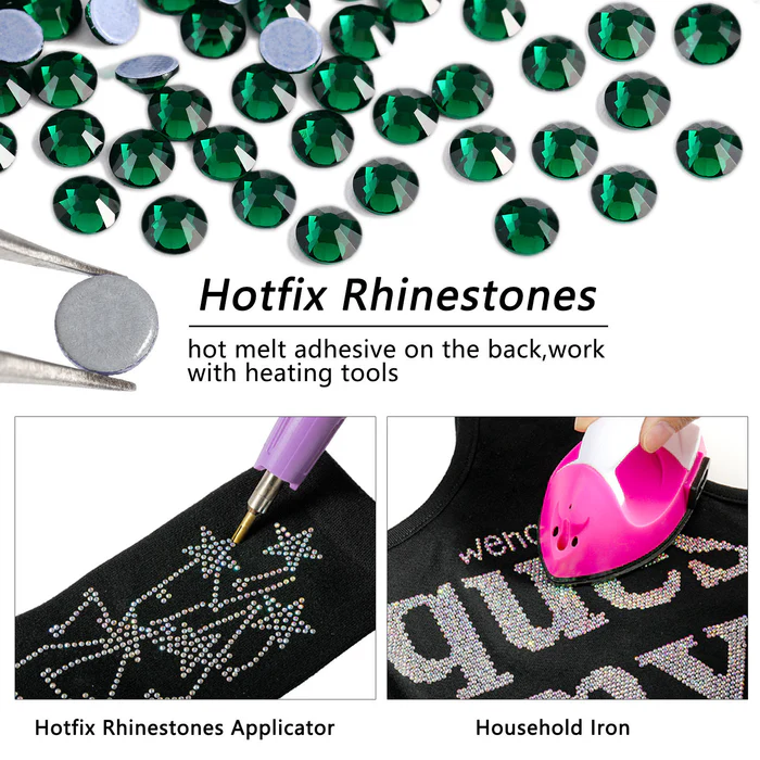 Hotfix Rhinestones Bulk, Hot Fix Rhinestones for Crafts Clothes DIY Decoration, Emerald