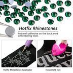 Hotfix Rhinestones Bulk, Hot Fix Rhinestones for Crafts Clothes DIY Decoration, Emerald