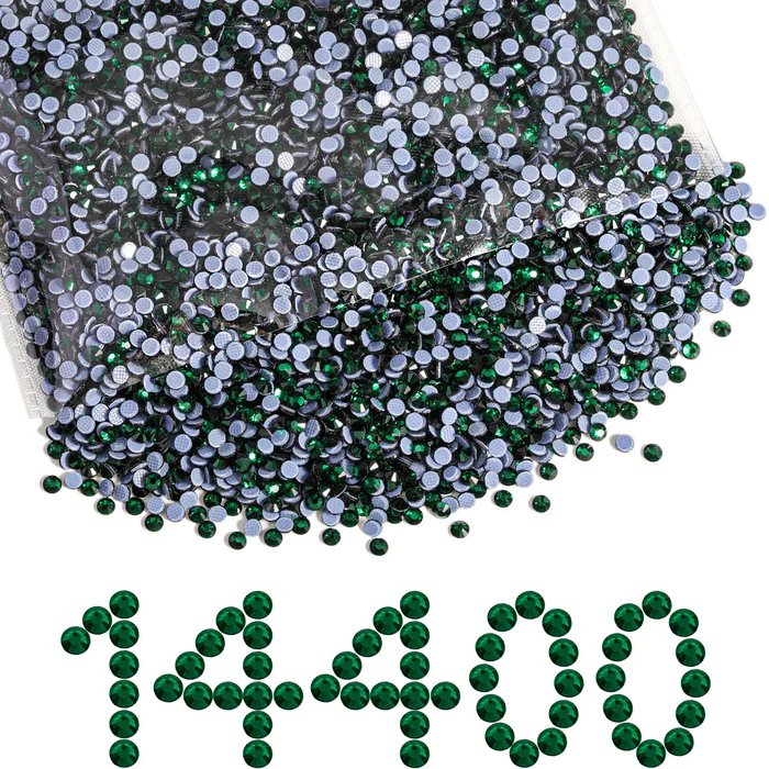Hotfix Rhinestones Bulk, Hot Fix Rhinestones for Crafts Clothes DIY Decoration, Emerald