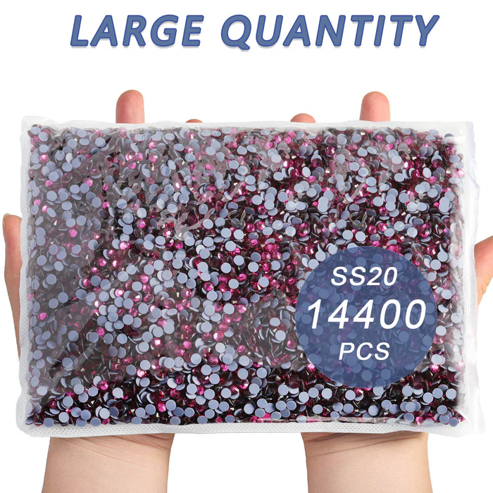 Hotfix Rhinestones Bulk, Hot Fix Rhinestones for Crafts Clothes DIY Decoration, Fuchsia