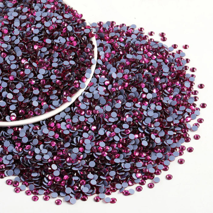 Hotfix Rhinestones Bulk, Hot Fix Rhinestones for Crafts Clothes DIY Decoration, Fuchsia