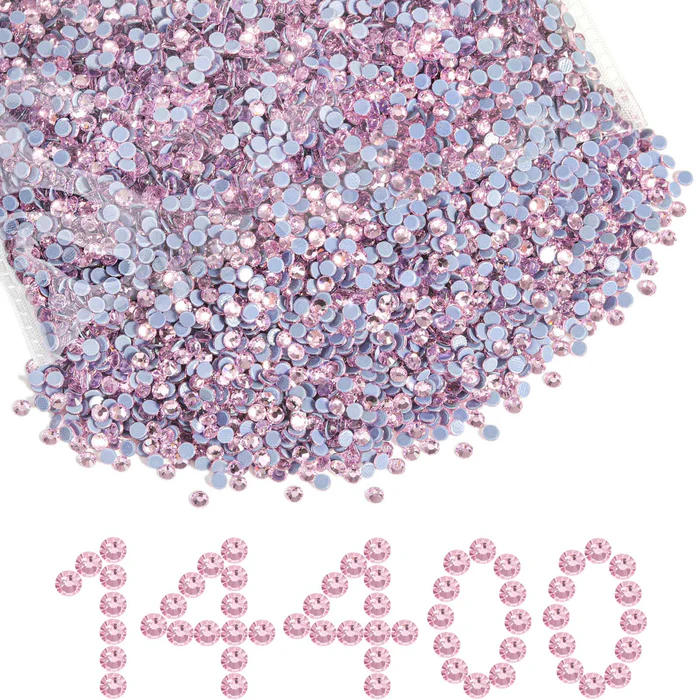 Hotfix Rhinestones Bulk, Hot Fix Rhinestones for Crafts Clothes DIY Decoration, Light Pink