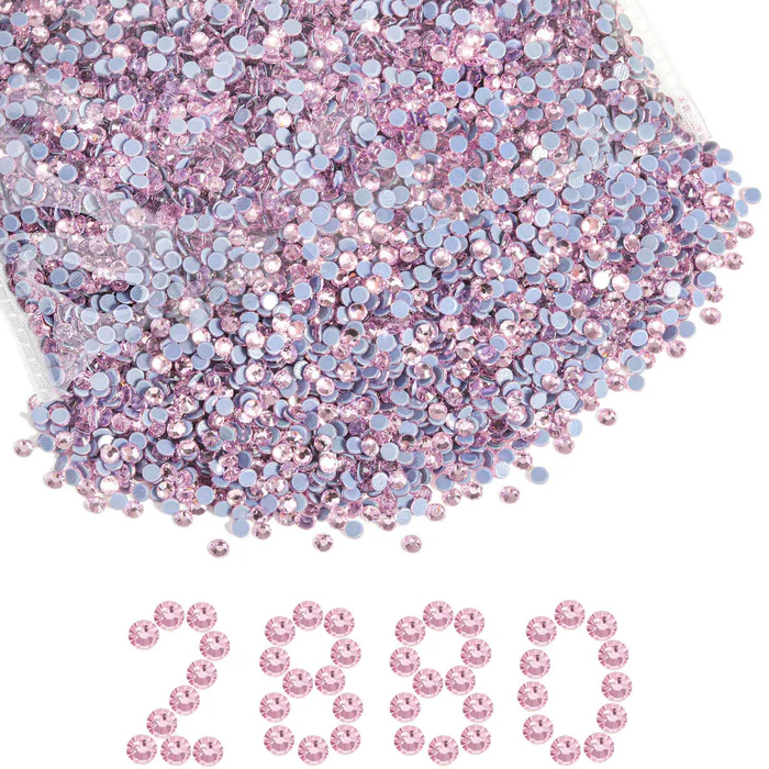 Hotfix Rhinestones Bulk, Hot Fix Rhinestones for Crafts Clothes DIY Decoration, Light Pink