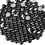 Flat Back Crystal Rhinestones Round Gems For Nail Art And Craft Glue Fix - Black