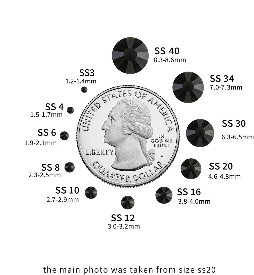 Hotfix Rhinestones, Crystal Rhinestones for Crafts Clothes DIY Decoration-Black