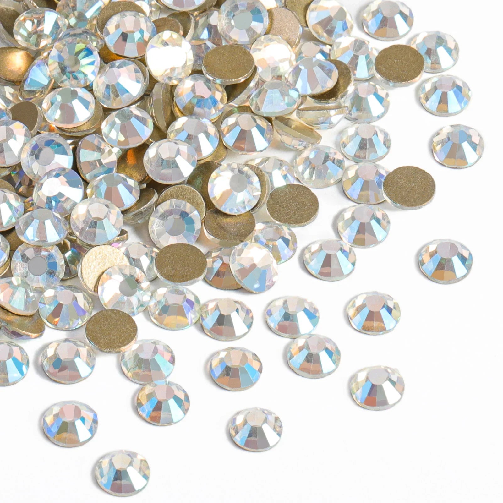 Flat Back Crystal Rhinestones Round Gems For Nail Art And Craft Glue Fix - Blue Moonlight