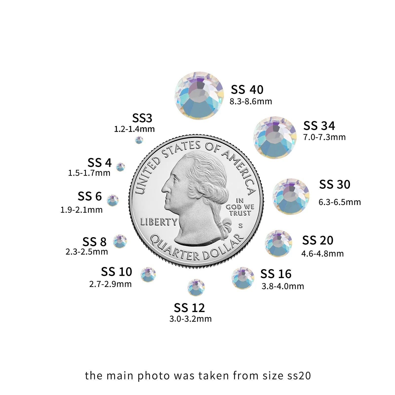 Flat Back Crystal Rhinestones Round Gems For Nail Art And Craft Glue Fix - Blue Moonlight