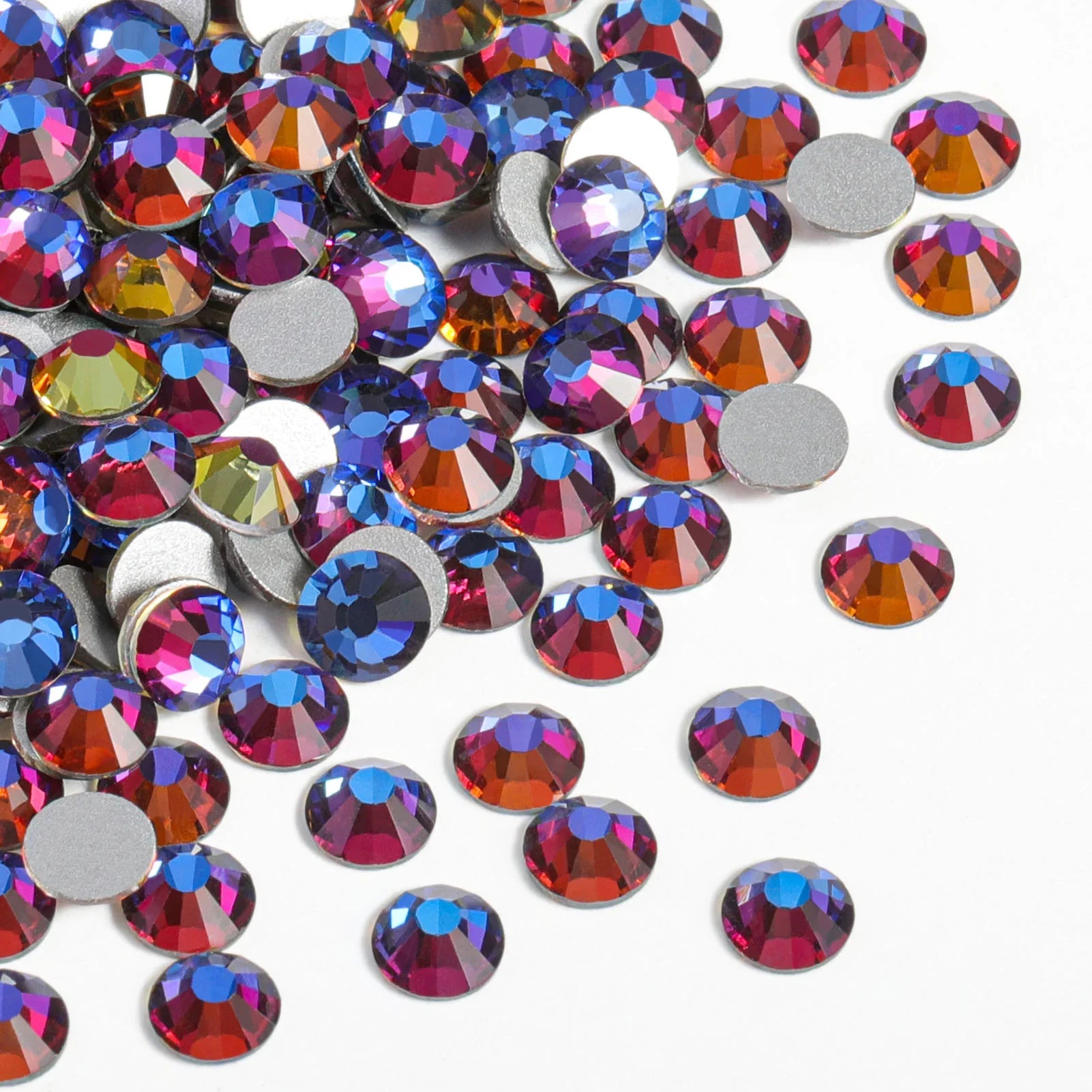 Flat Back Crystal Rhinestones Round Gems For Nail Art And Craft Glue Fix - Blue Volcano