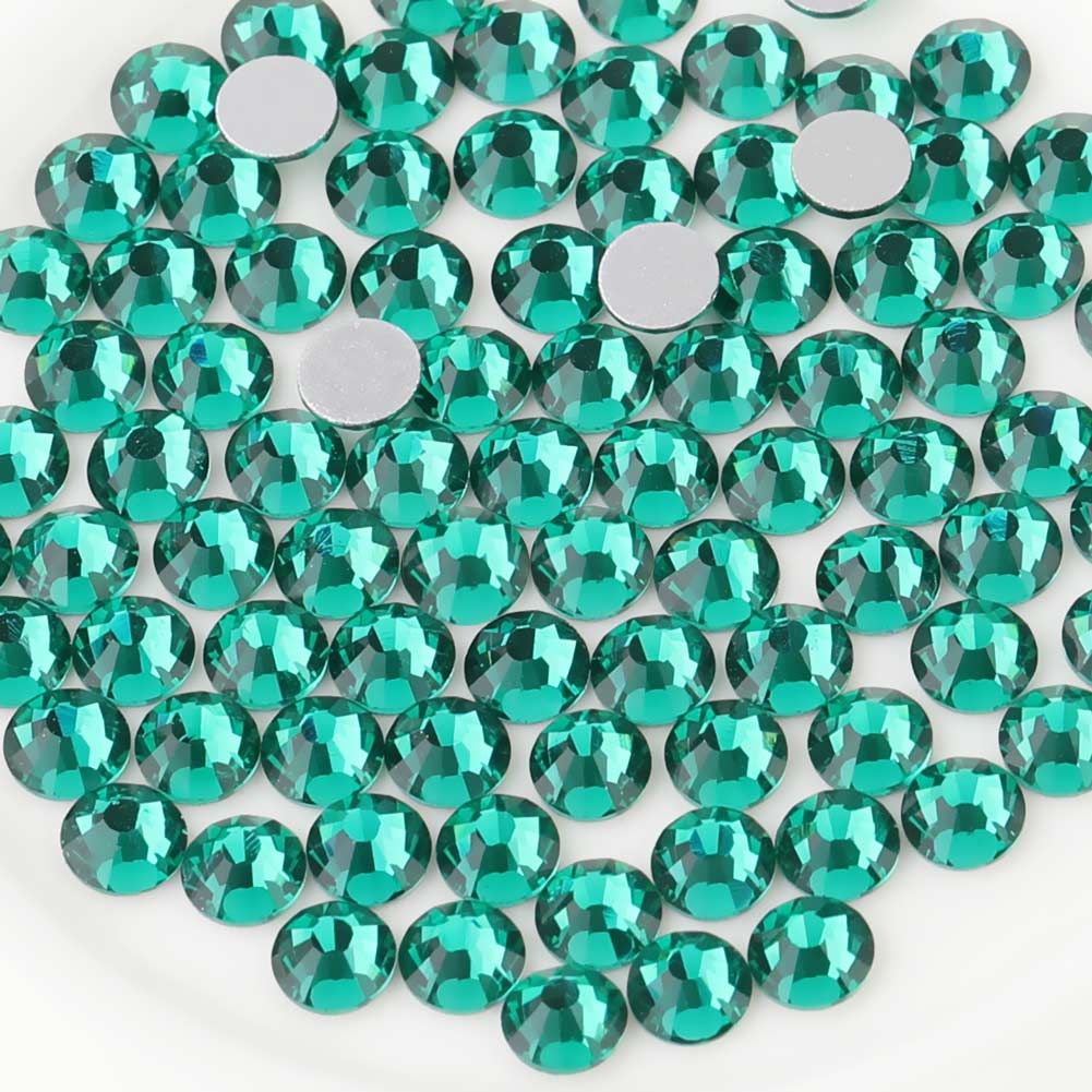 Flat Back Crystal Rhinestones Round Gems For Nail Art And Craft Glue Fix - Blue Zircon