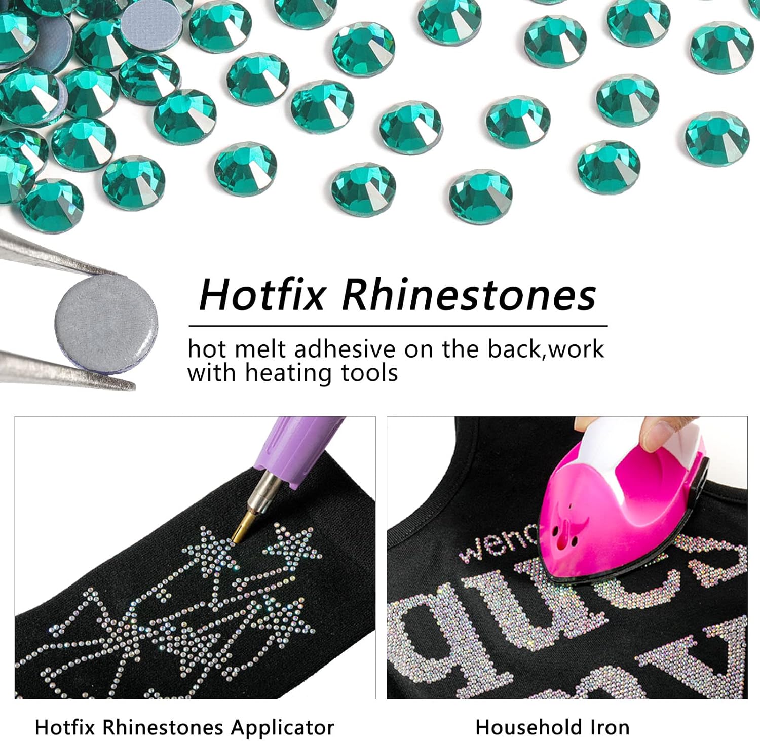 Hotfix Rhinestones Bulk, Hot Fix Rhinestones for Crafts Clothes DIY Decoration, Blue Zircon