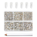 7200pcs Flatback Rhinestones,Nail Gems Round Crystal Rhinestones for Crafts,Mixed 6 Sizes with Wax Pencil Kit, SS3-SS10 - Bluemoonlight