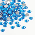 Flat Back Crystal Rhinestones Round Gems For Nail Art And Craft Glue Fix - Capri Blue