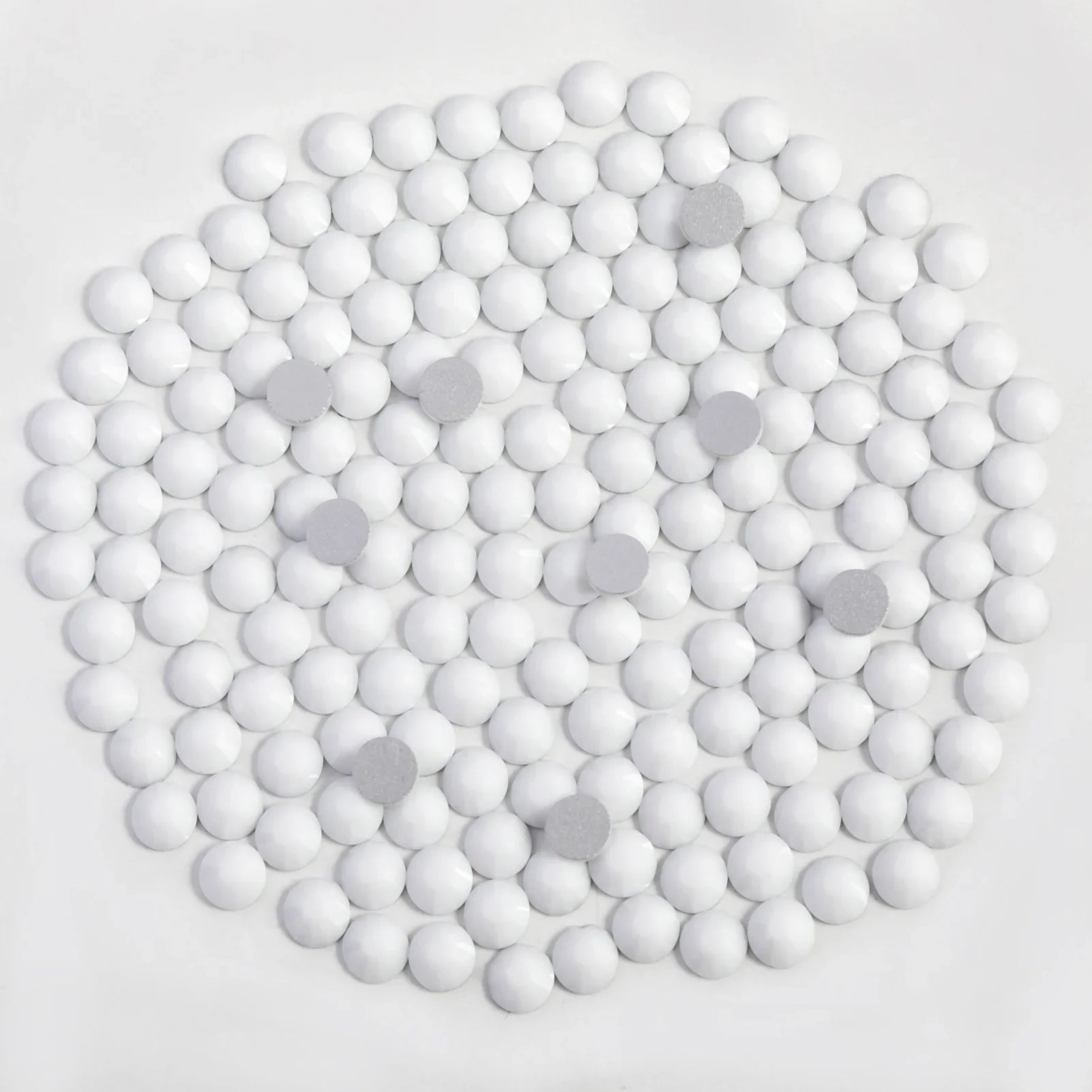 Flat Back Crystal Rhinestones Round Gems For Nail Art And Craft Glue Fix - Chalk White