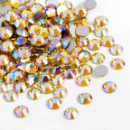 Flat Back Crystal Rhinestones Round Gems For Nail Art And Craft Glue Fix - Citrine AB