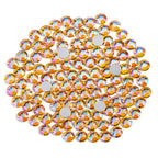 Flat Back Crystal Rhinestones Round Gems For Nail Art And Craft Glue Fix - Citrine AB