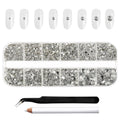 Rhinestones for Makeup,8 sizes 2500pcs Flatback Rhinestones Face Gems for Nails Crafts with Tweezers and Wax Pencil- Crystal