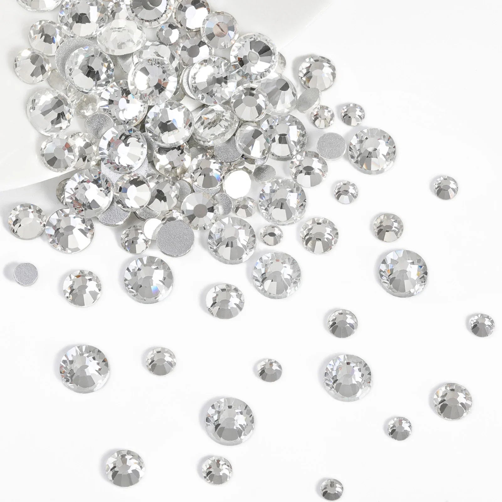 Rhinestones for Makeup,8 sizes 2500pcs Flatback Rhinestones Face Gems for Nails Crafts with Tweezers and Wax Pencil- Crystal