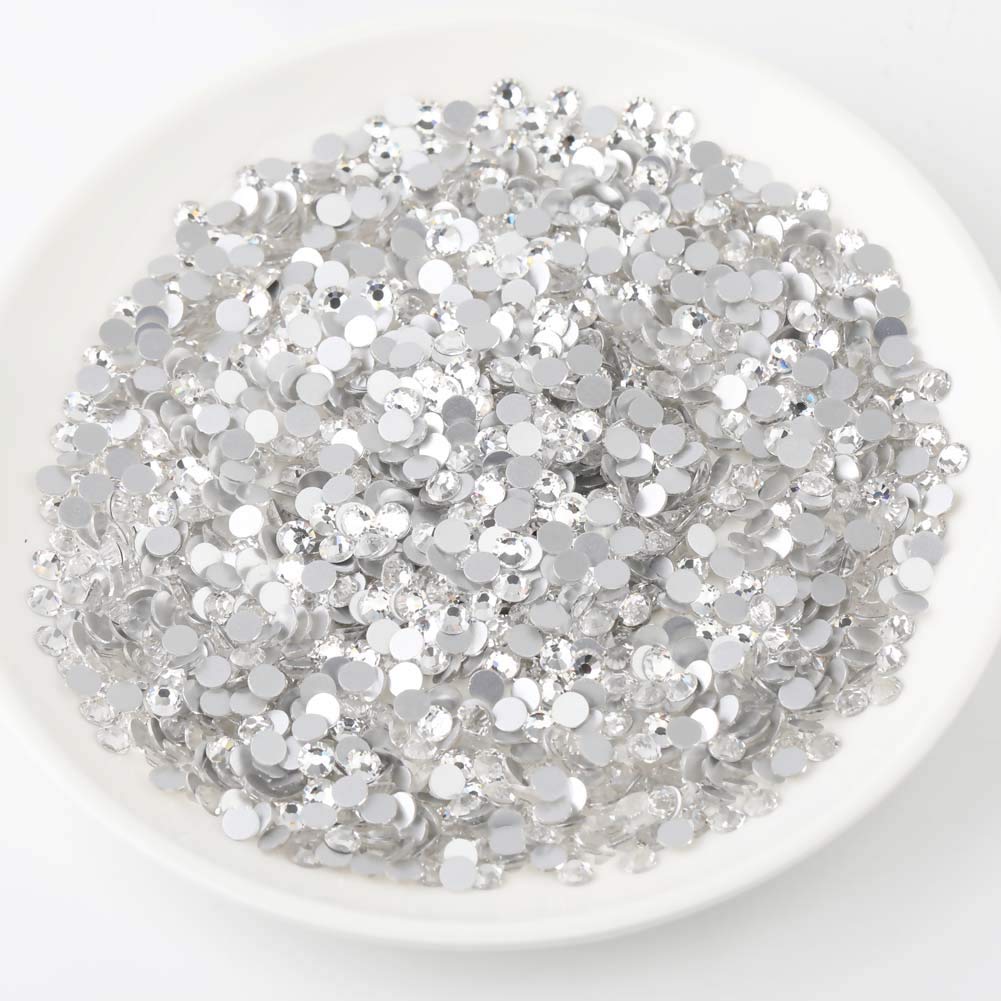 Flat Back Crystal Rhinestones Round Gems For Nail Art And Craft Glue Fix - Crystal