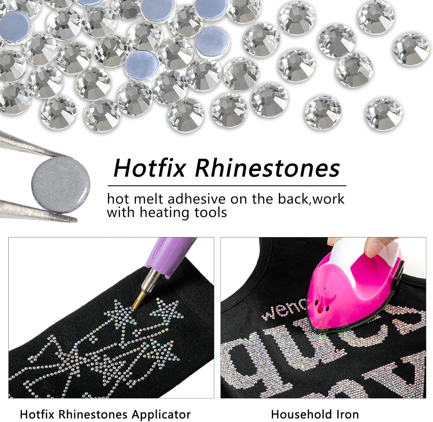 Hotfix Rhinestones, Crystal Rhinestones for Crafts Clothes DIY Decoration-Crystal