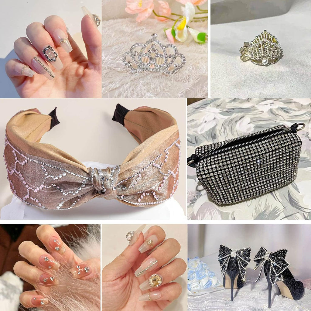 Flat Back Crystal Rhinestones Round Gems For Nail Art And Craft Glue Fix - Crystal