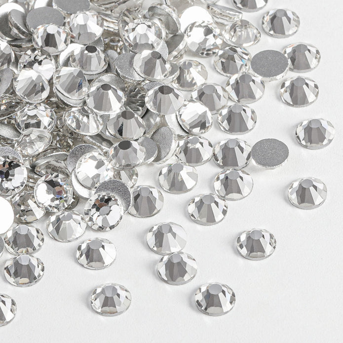 Flat Back Crystal Rhinestones Round Gems For Nail Art And Craft Glue Fix - Crystal