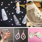 Flat Back Crystal Rhinestones Round Gems For Nail Art And Craft Glue Fix - Crystal AB