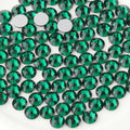 Flat Back Crystal Rhinestones Round Gems For Nail Art And Craft Glue Fix - Emerald