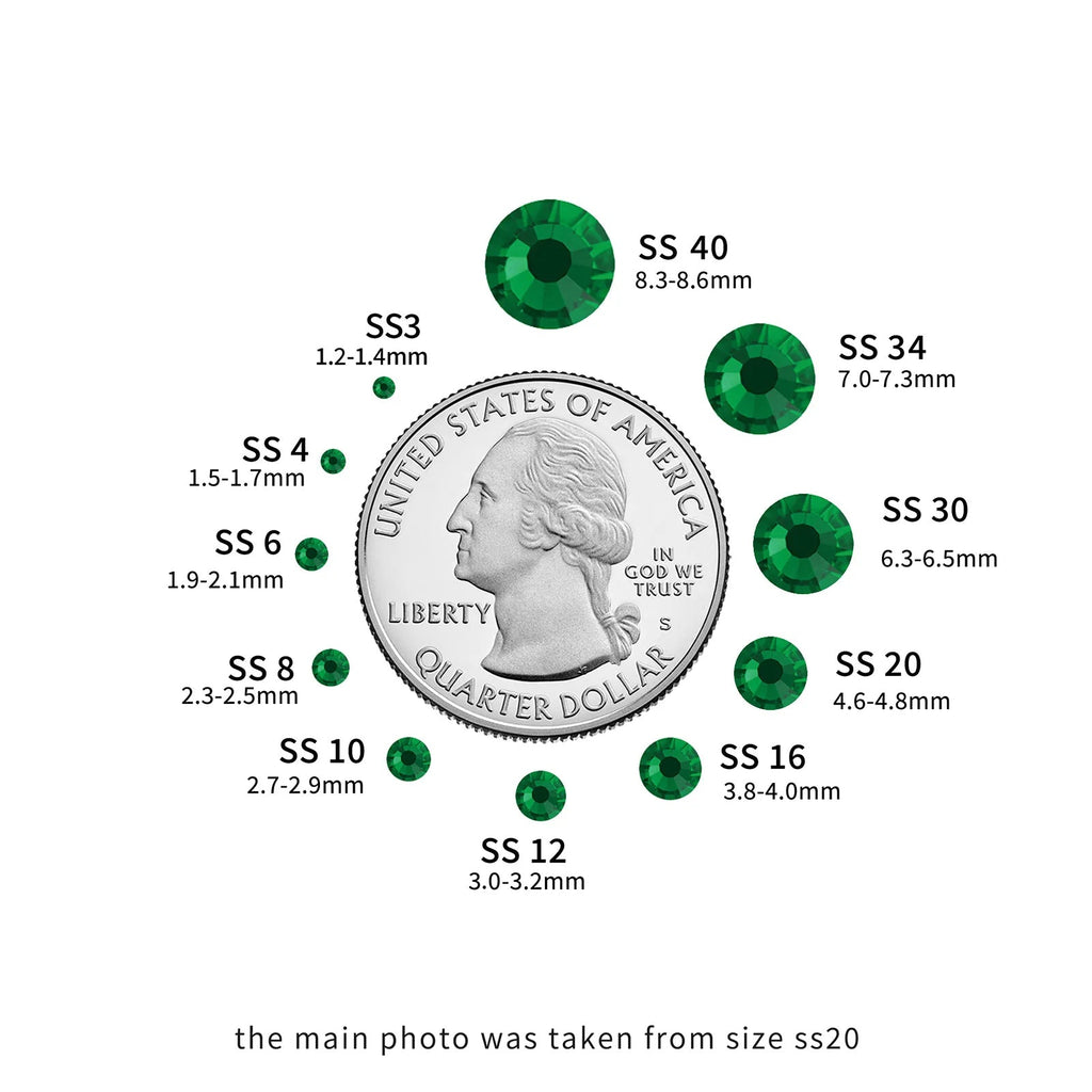 Flat Back Crystal Rhinestones Round Gems For Nail Art And Craft Glue Fix - Emerald