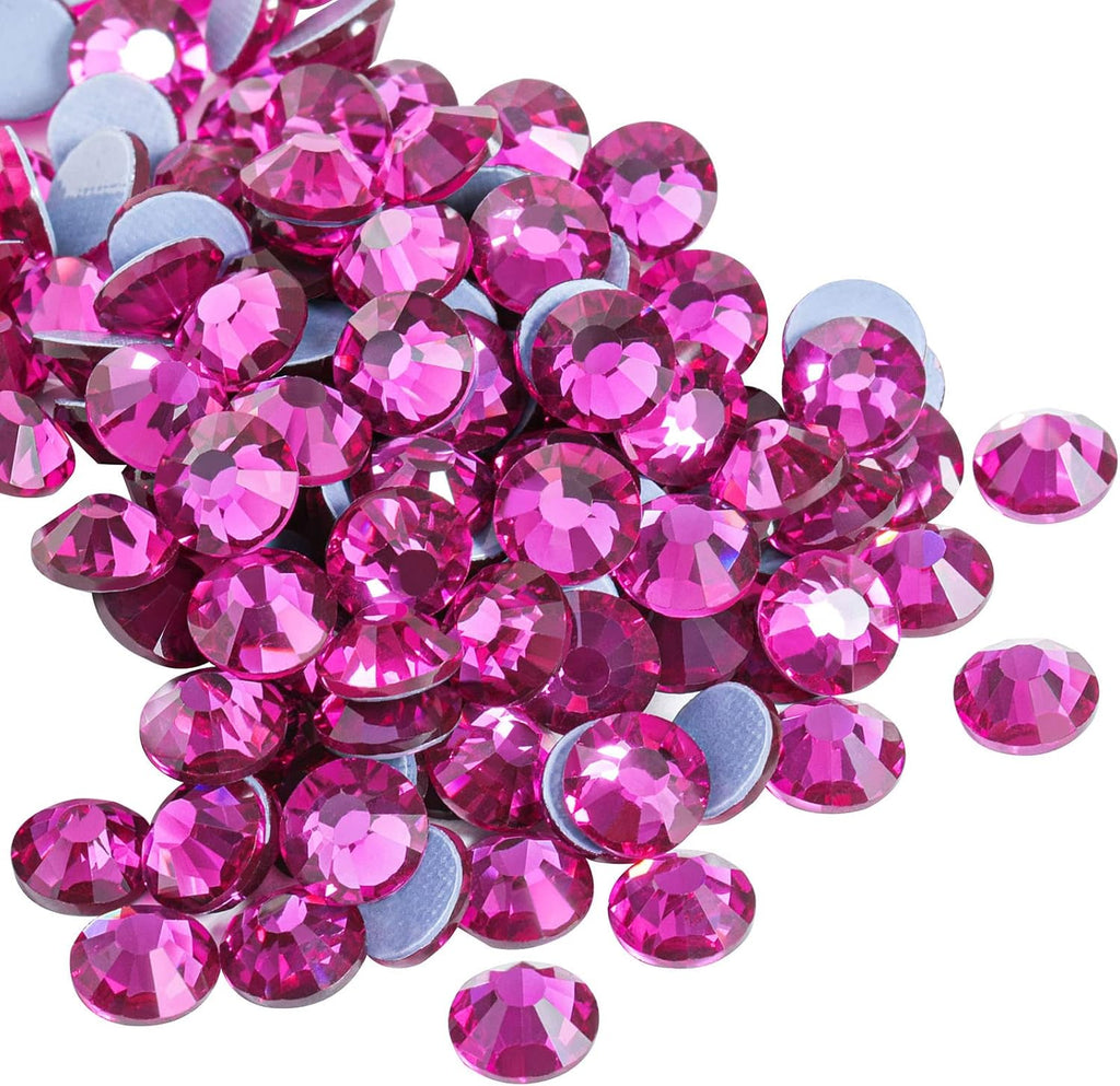 Hotfix Rhinestones, Crystal Rhinestones for Crafts Clothes DIY Decoration-Fuchsia