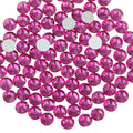 Flat Back Crystal Rhinestones Round Gems For Nail Art And Craft Glue Fix - Fuchsia