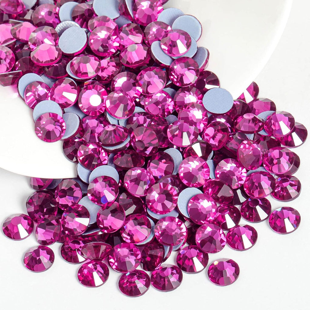 Hotfix Rhinestones, Crystal Rhinestones for Crafts Clothes DIY Decoration-Fuchsia
