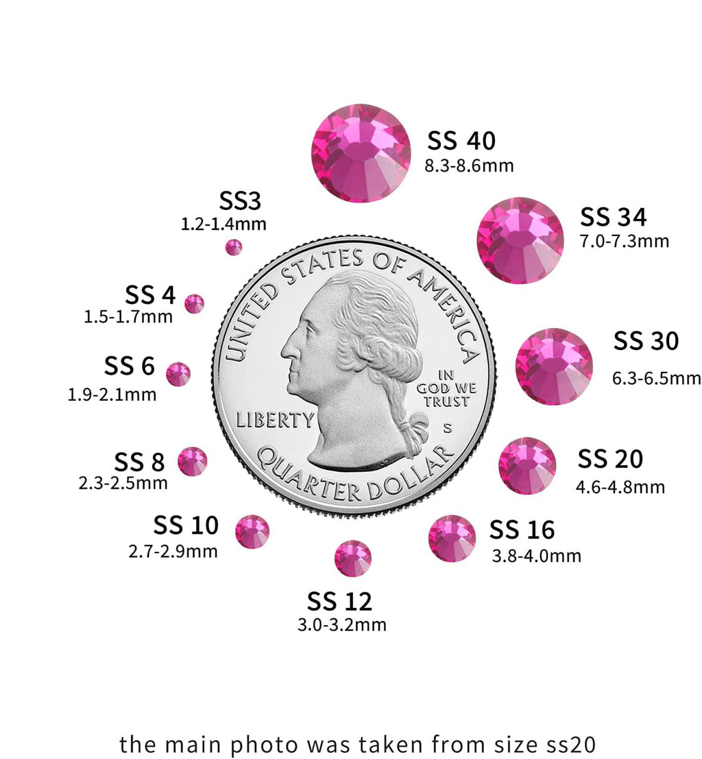 Hotfix Rhinestones, Crystal Rhinestones for Crafts Clothes DIY Decoration-Fuchsia