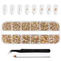 Rhinestones for Makeup,8 sizes 2500pcs Flatback Rhinestones Face Gems for Nails Crafts with Tweezers and Wax Pencil- Golden Shadow