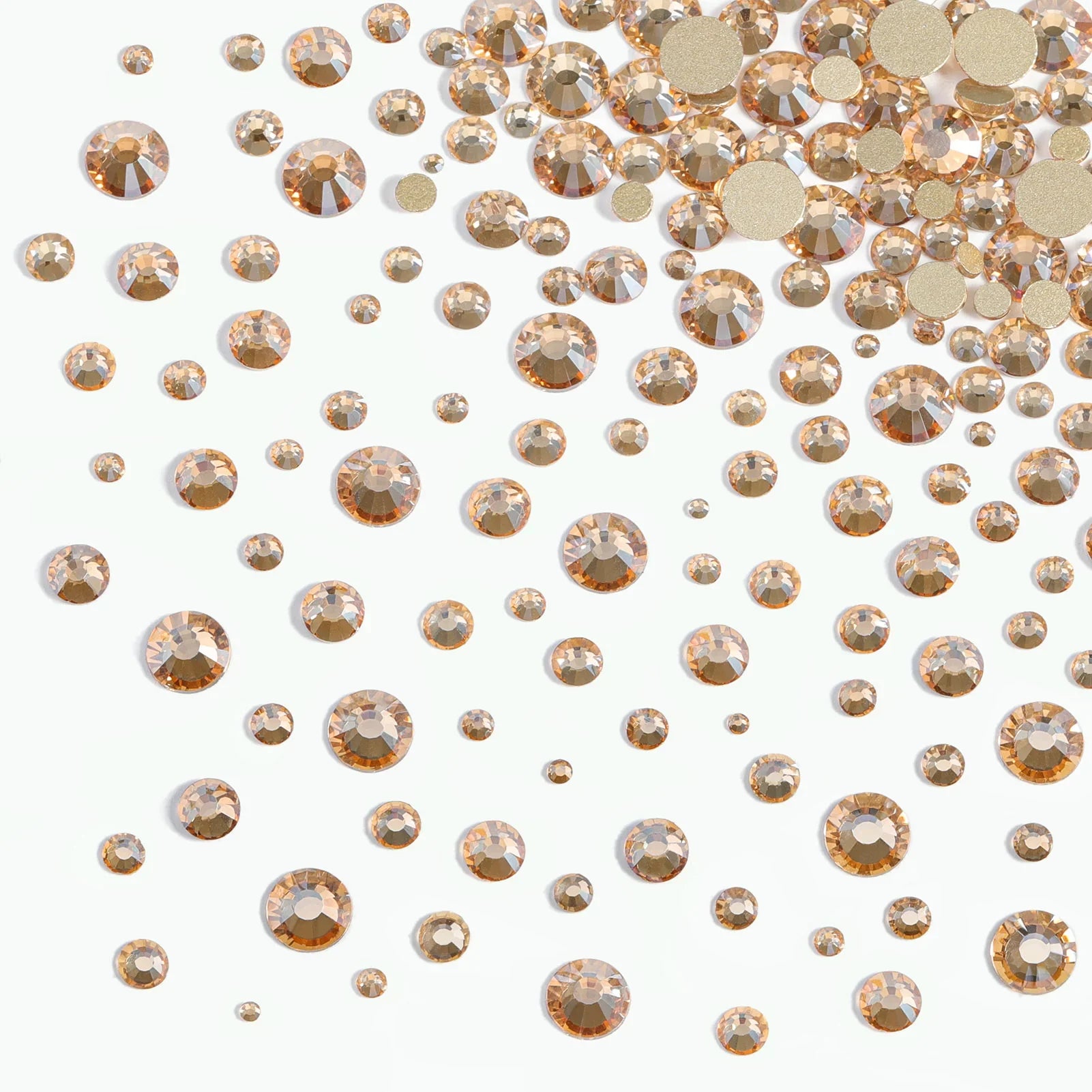 Rhinestones for Makeup,8 sizes 2500pcs Flatback Rhinestones Face Gems for Nails Crafts with Tweezers and Wax Pencil- Golden Shadow