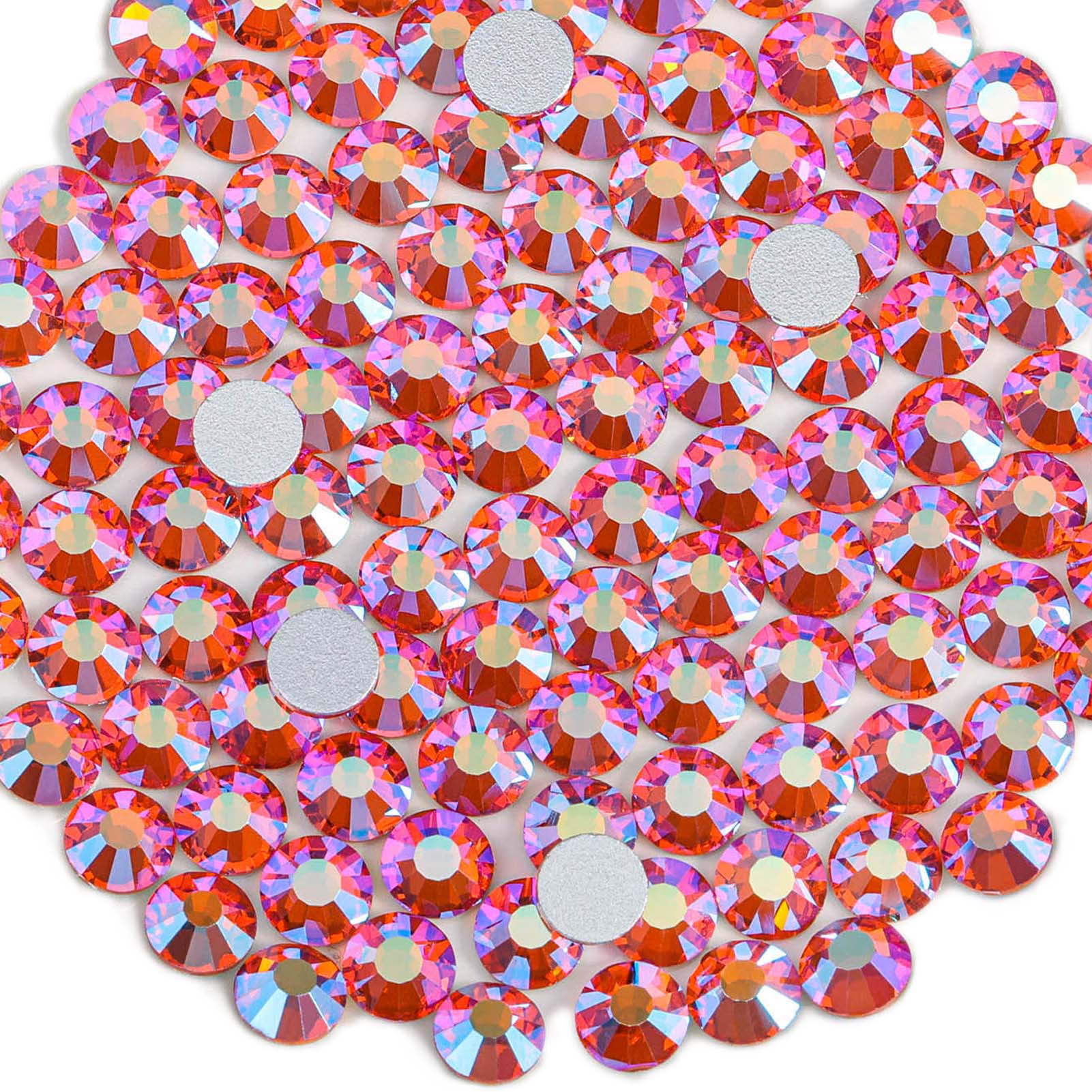 Flat Back Crystal Rhinestones Round Gems For Nail Art And Craft Glue Fix - Hyacinth AB