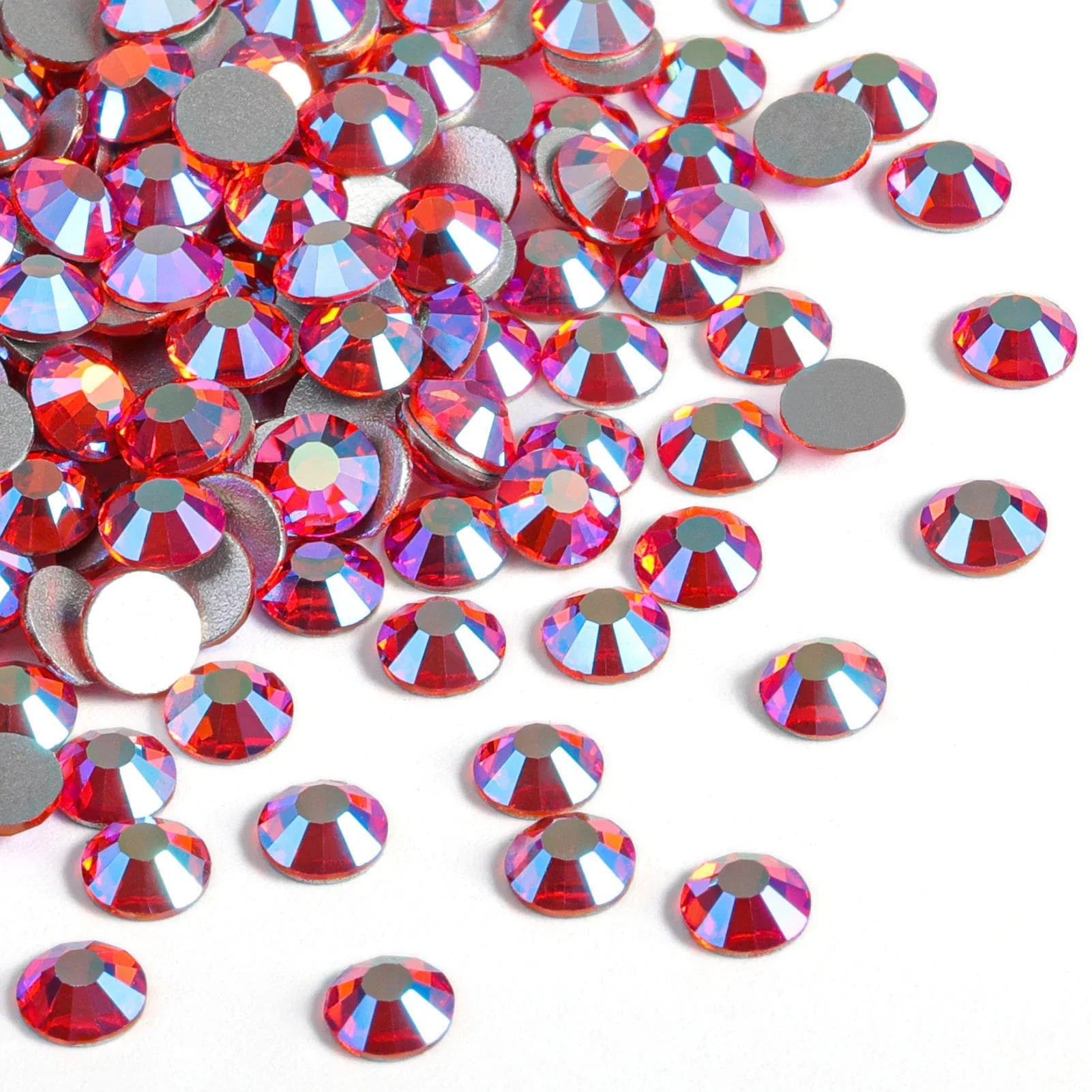 Flat Back Crystal Rhinestones Round Gems For Nail Art And Craft Glue Fix - Hyacinth AB