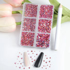 7200pcs Flatback Rhinestones,Nail Gems Round Crystal Rhinestones for Crafts,Mixed 6 Sizes with Wax Pencil Kit, SS3-SS10-Hyacinth AB