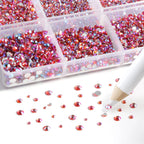 7200pcs Flatback Rhinestones,Nail Gems Round Crystal Rhinestones for Crafts,Mixed 6 Sizes with Wax Pencil Kit, SS3-SS10-Hyacinth AB
