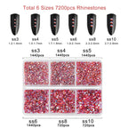7200pcs Flatback Rhinestones,Nail Gems Round Crystal Rhinestones for Crafts,Mixed 6 Sizes with Wax Pencil Kit, SS3-SS10-Hyacinth AB