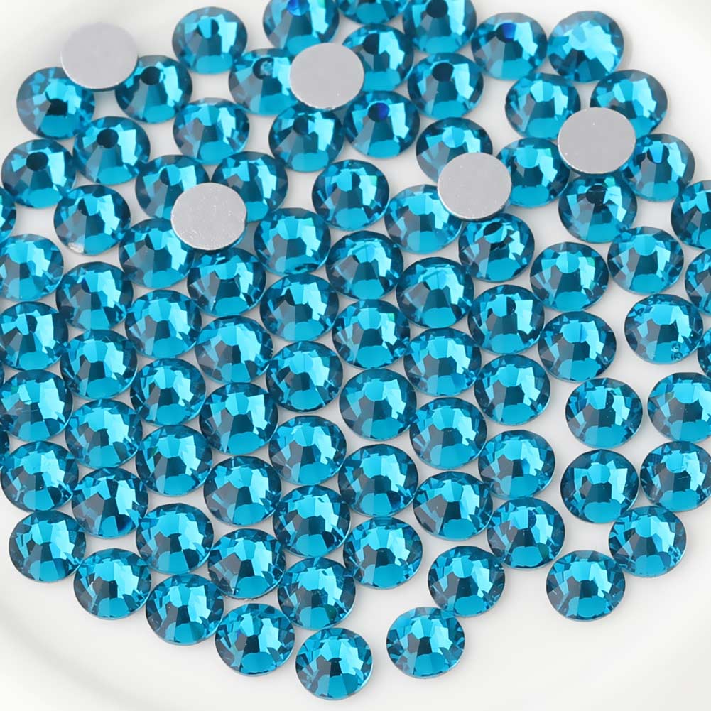 Flat Back Crystal Rhinestones Round Gems For Nail Art And Craft Glue Fix - Indicolite