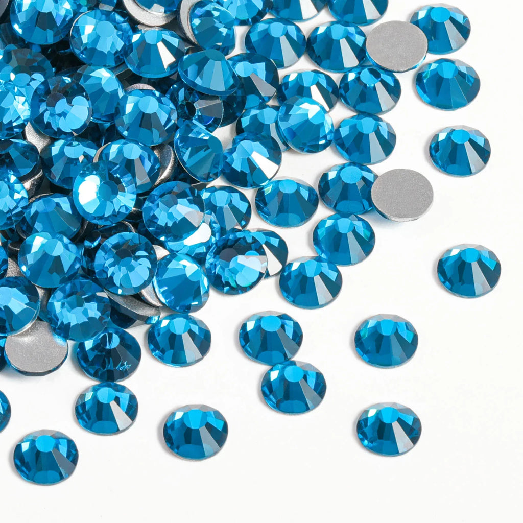 Flat Back Crystal Rhinestones Round Gems For Nail Art And Craft Glue Fix - Indicolite