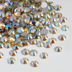 Flat Back Crystal Rhinestones Round Gems For Nail Art And Craft Glue Fix - Jonquil AB