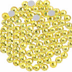 Flat Back Crystal Rhinestones Round Gems For Nail Art And Craft Glue Fix - Lemon Yellow