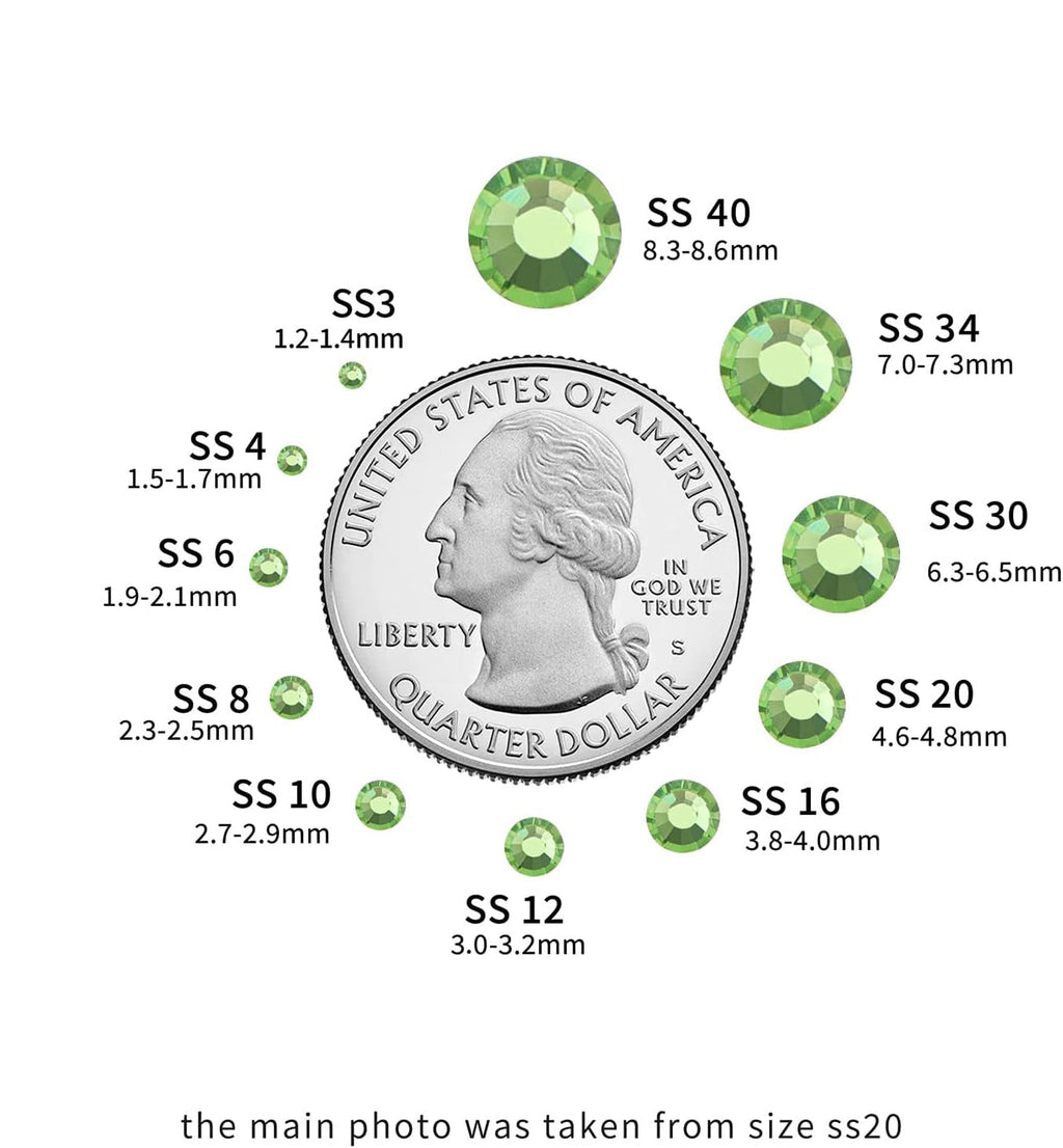 Hotfix Rhinestones, Crystal Rhinestones for Crafts Clothes DIY Decoration- Light Green