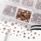 4300pcs Flatback Rhinestones, Nail Gems Round Crystal Rhinestones for Crafts,Mixed 6 Sizes with Picking Tweezers and Wax Pencil Kit- Light Peach
