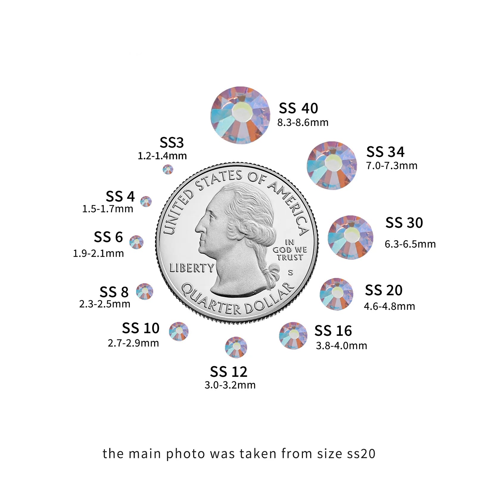 Flat Back Crystal Rhinestones Round Gems For Nail Art And Craft Glue Fix - Light Pink AB