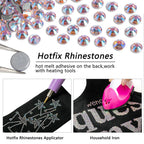 Hotfix Rhinestones, Crystal Rhinestones for Crafts Clothes DIY Decoration- Light Pink AB