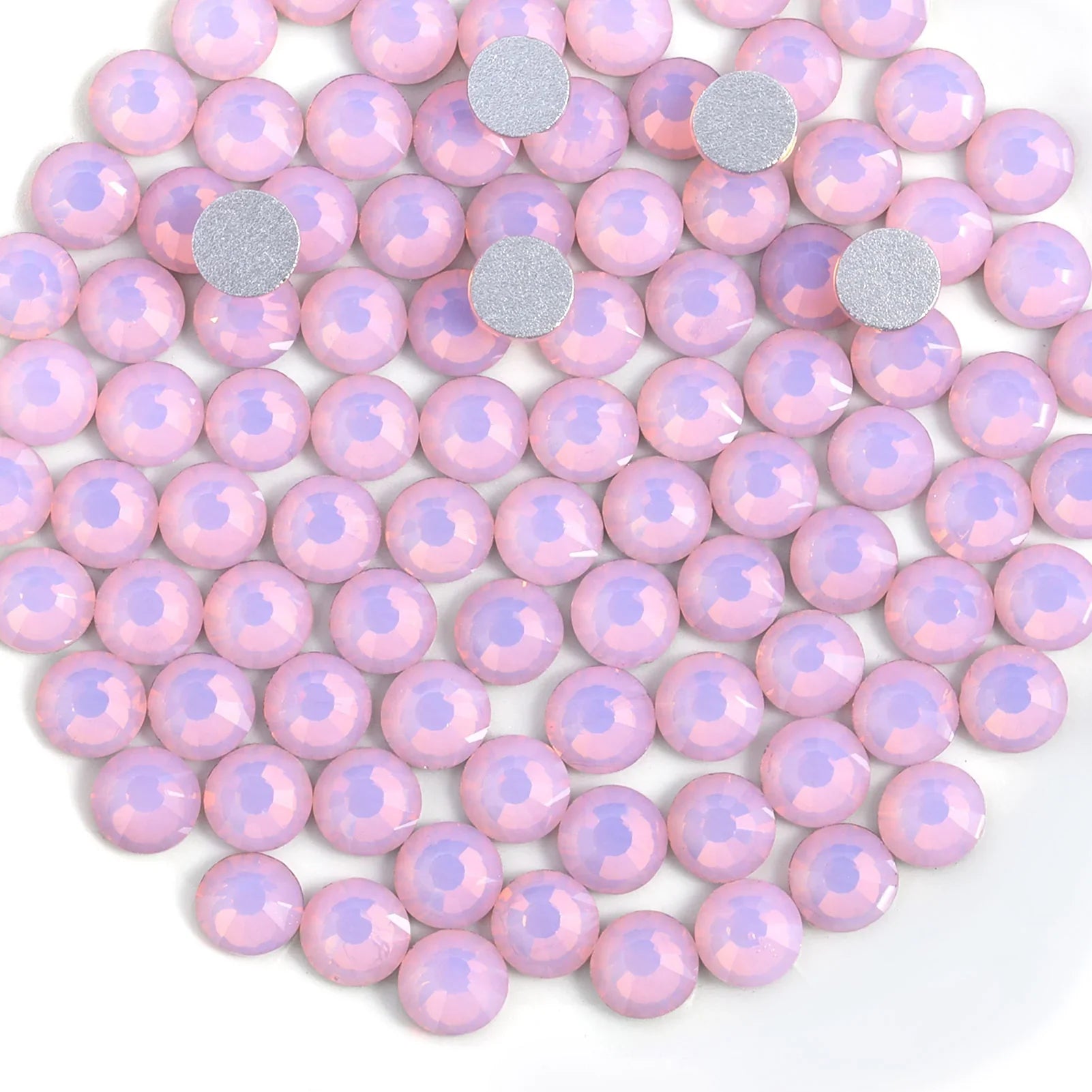 Flat Back Crystal Rhinestones Round Gems For Nail Art And Craft Glue Fix - Light Rose Opal