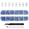 Rhinestones for Makeup,8 sizes 2500pcs Flatback Rhinestones Face Gems for Nails Crafts with Tweezers and Wax Pencil- Light Sapphire