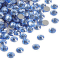 Flat Back Crystal Rhinestones Round Gems For Nail Art And Craft Glue Fix - Light Sapphire